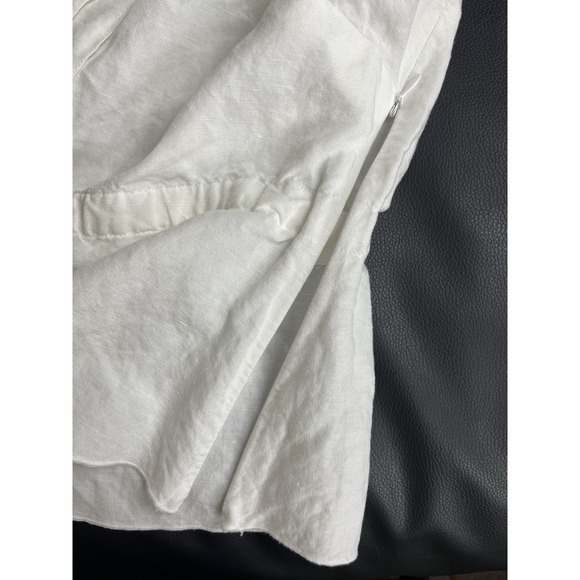 Emma James Womens 16 Linen Peplum Blouse Beaded Neck Trim Floral Embroidered Top - Picture 10 of 10